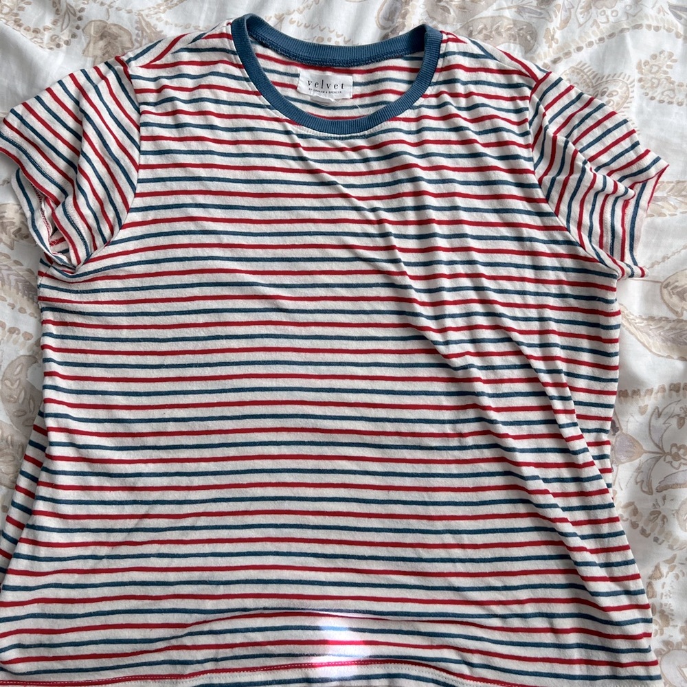 Velvet Red, Blue, white Stripes Shirt